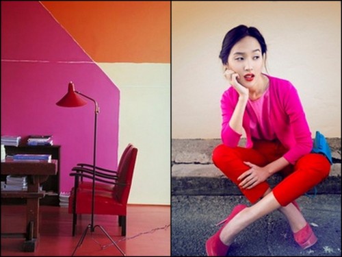 bright pink orange and red interior fashion style